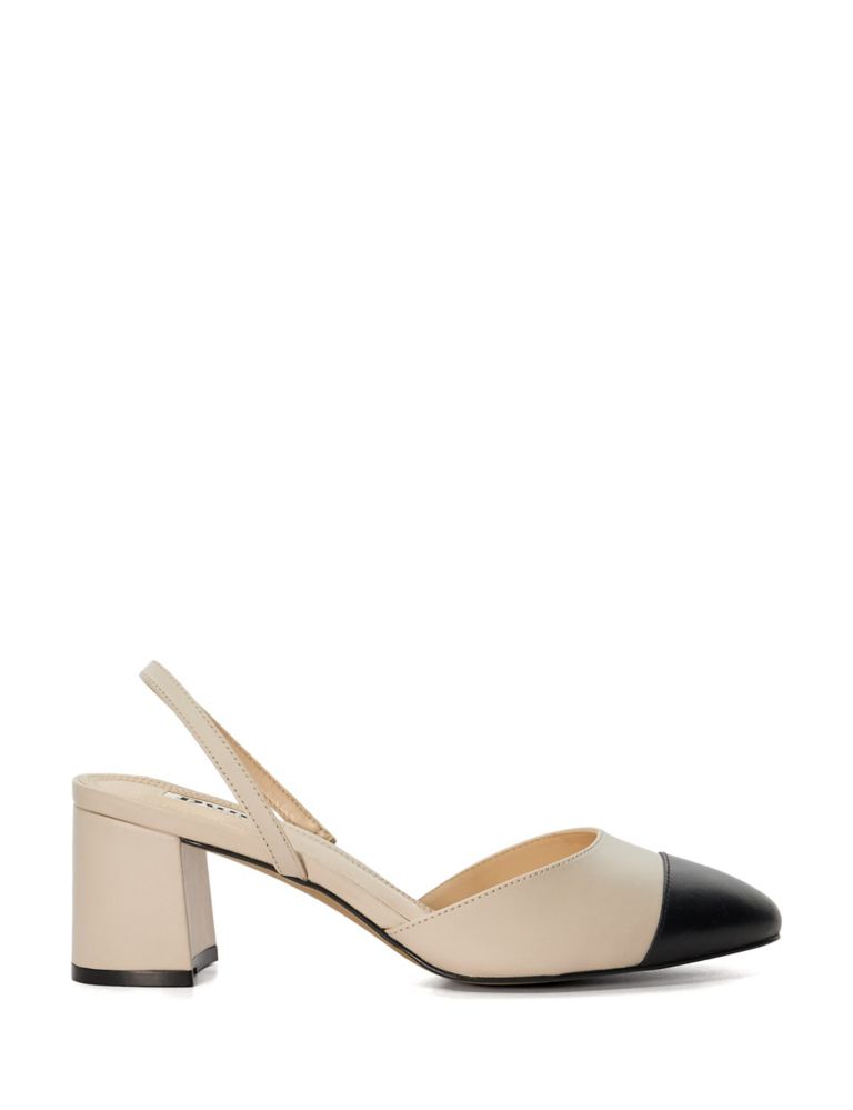 Leather Block Heel Slingback Shoes 1 of 5