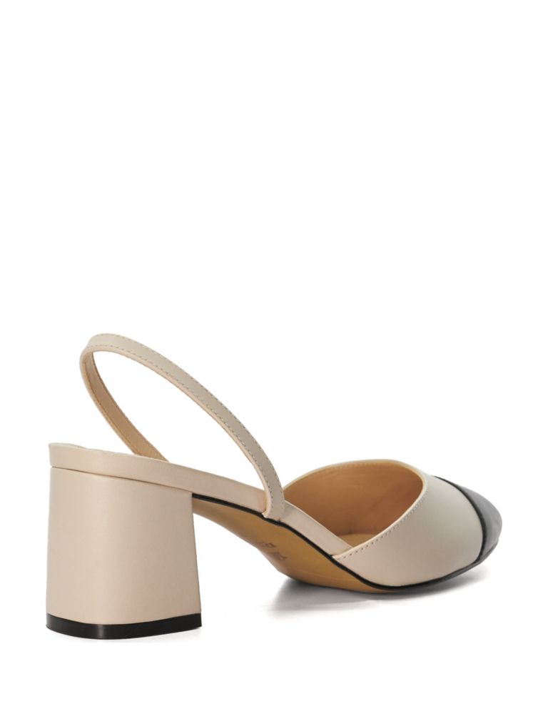 Leather Block Heel Slingback Shoes 3 of 5