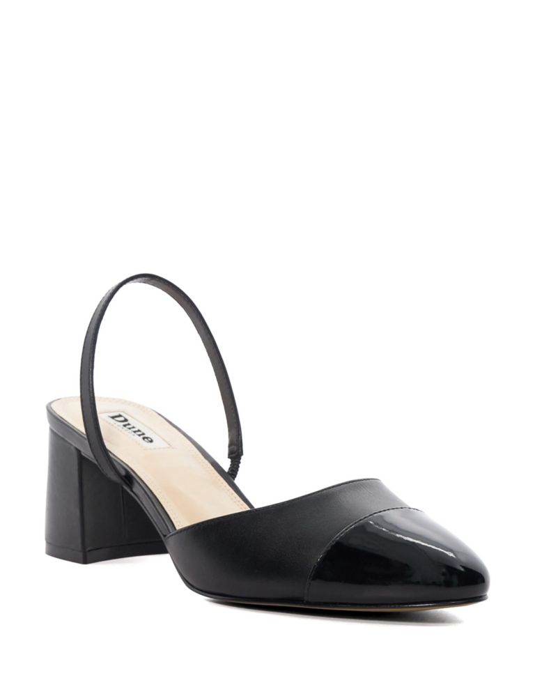 Leather Block Heel Slingback Shoes 2 of 5