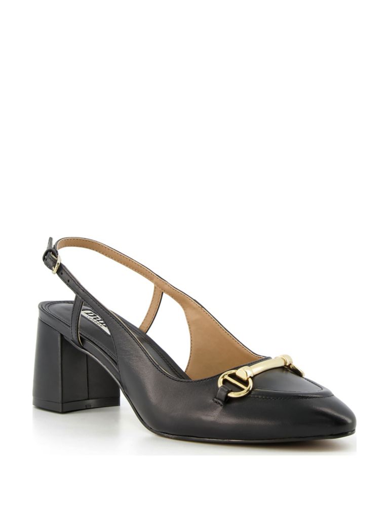 Leather Block Heel Slingback Shoes 2 of 4