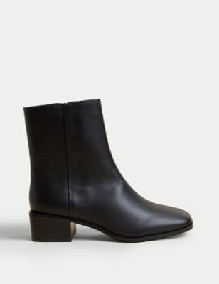 Black leather boots square toe sale