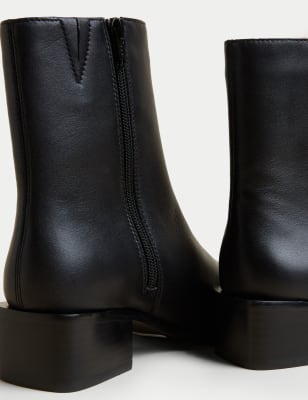 Black square 2025 toe ankle boots