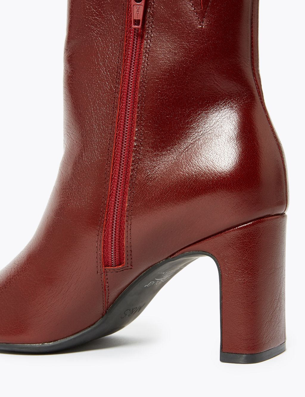 Leather Block Heel Square Toe Ankle Boots | M&S Collection | M&S