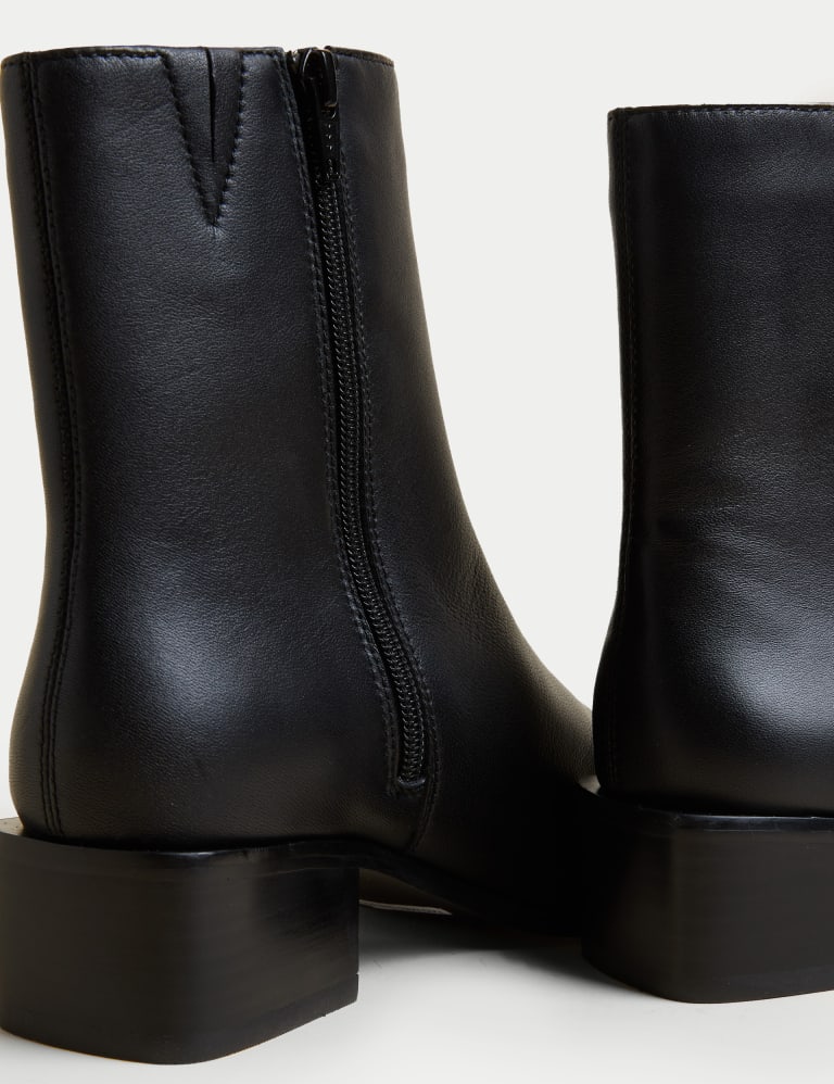 Black leather discount square toe boots