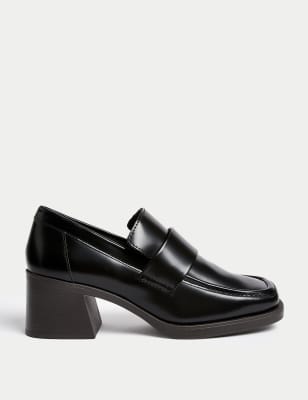 Square toe heeled store loafers