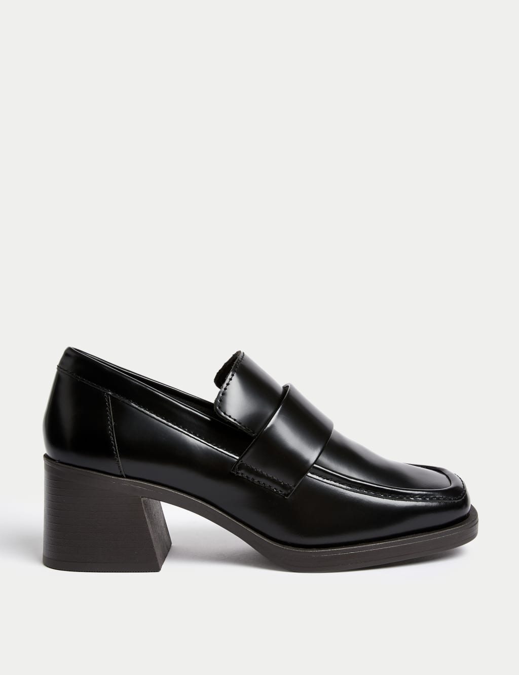 Stacked heel loafers womens hot sale