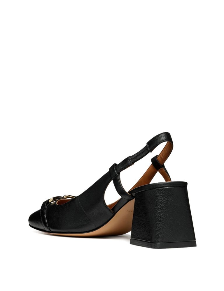 Leather Block Heel Square Toe Slingback Shoes 3 of 6