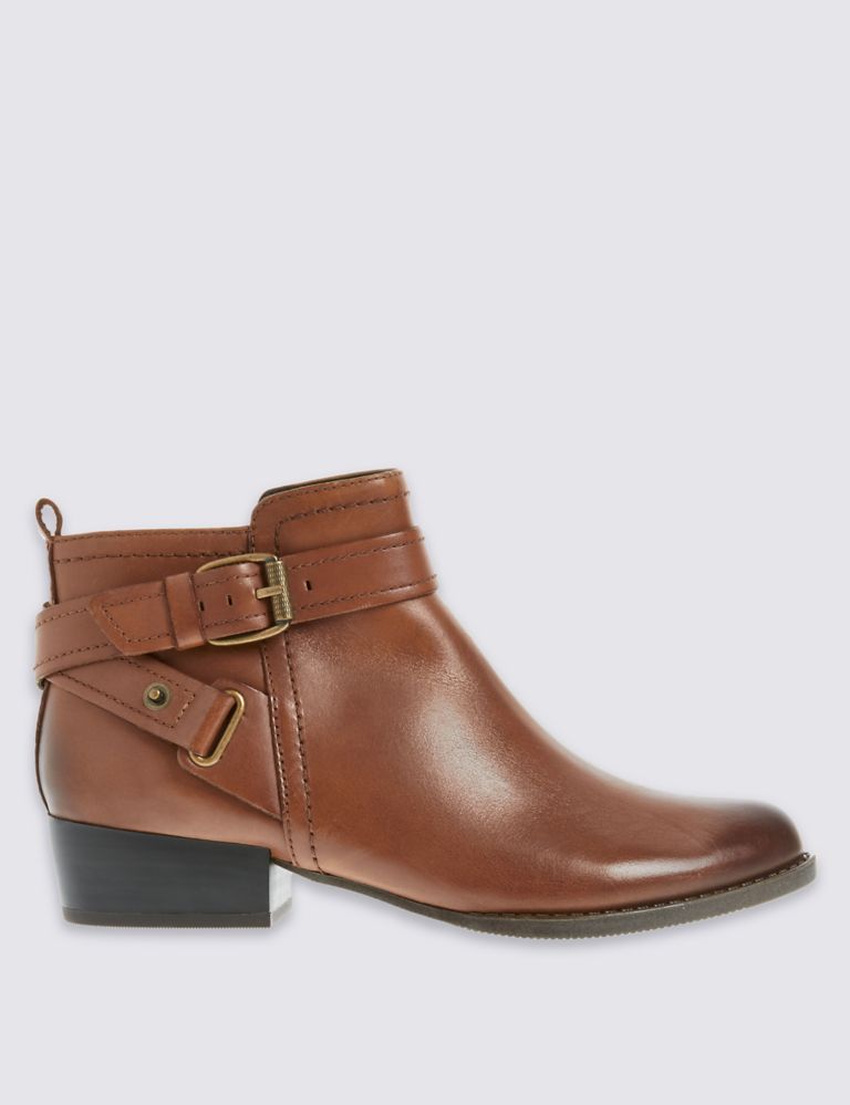 Leather Block Heel Strap Ankle Boots 2 of 6