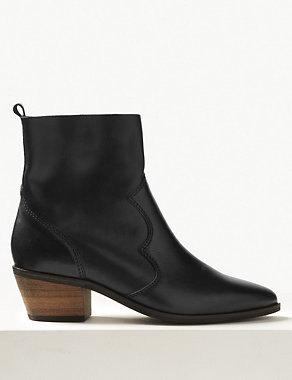 Leather Block Heel Western Boots Image 2 of 5