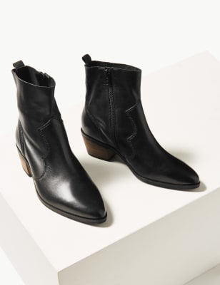 Black leather clearance western boots