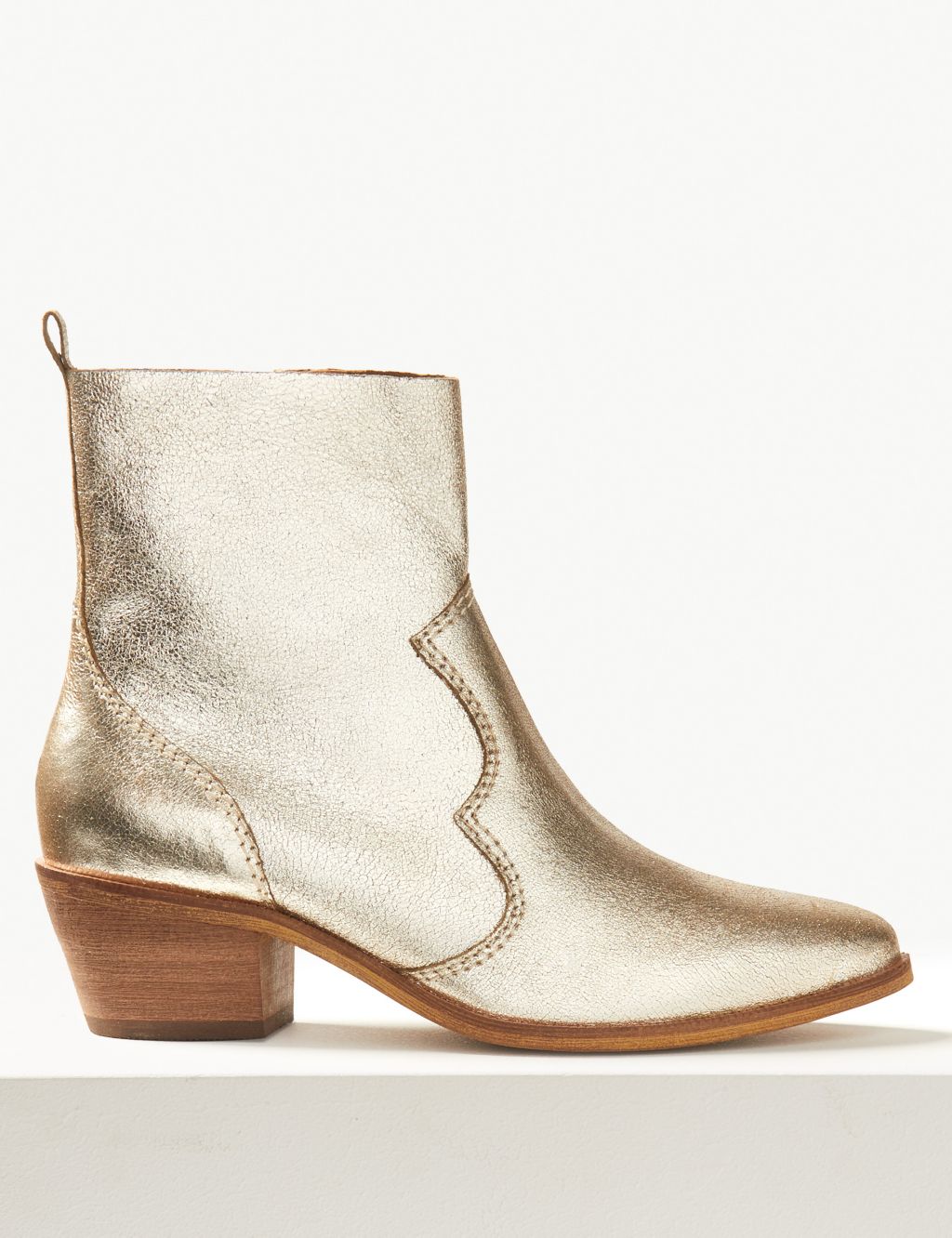 Leather Block Heel Western Boots | M&S Collection | M&S
