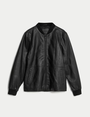 Mens soft 2025 leather bomber jacket