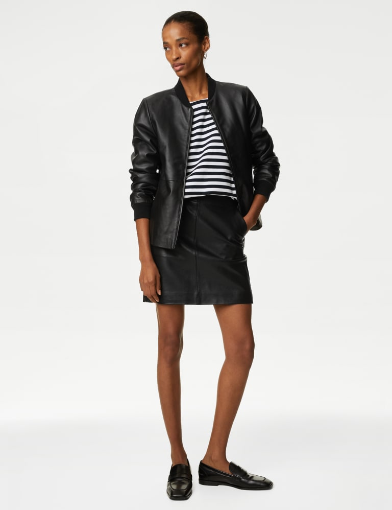 Womens faux store leather bomber jacket
