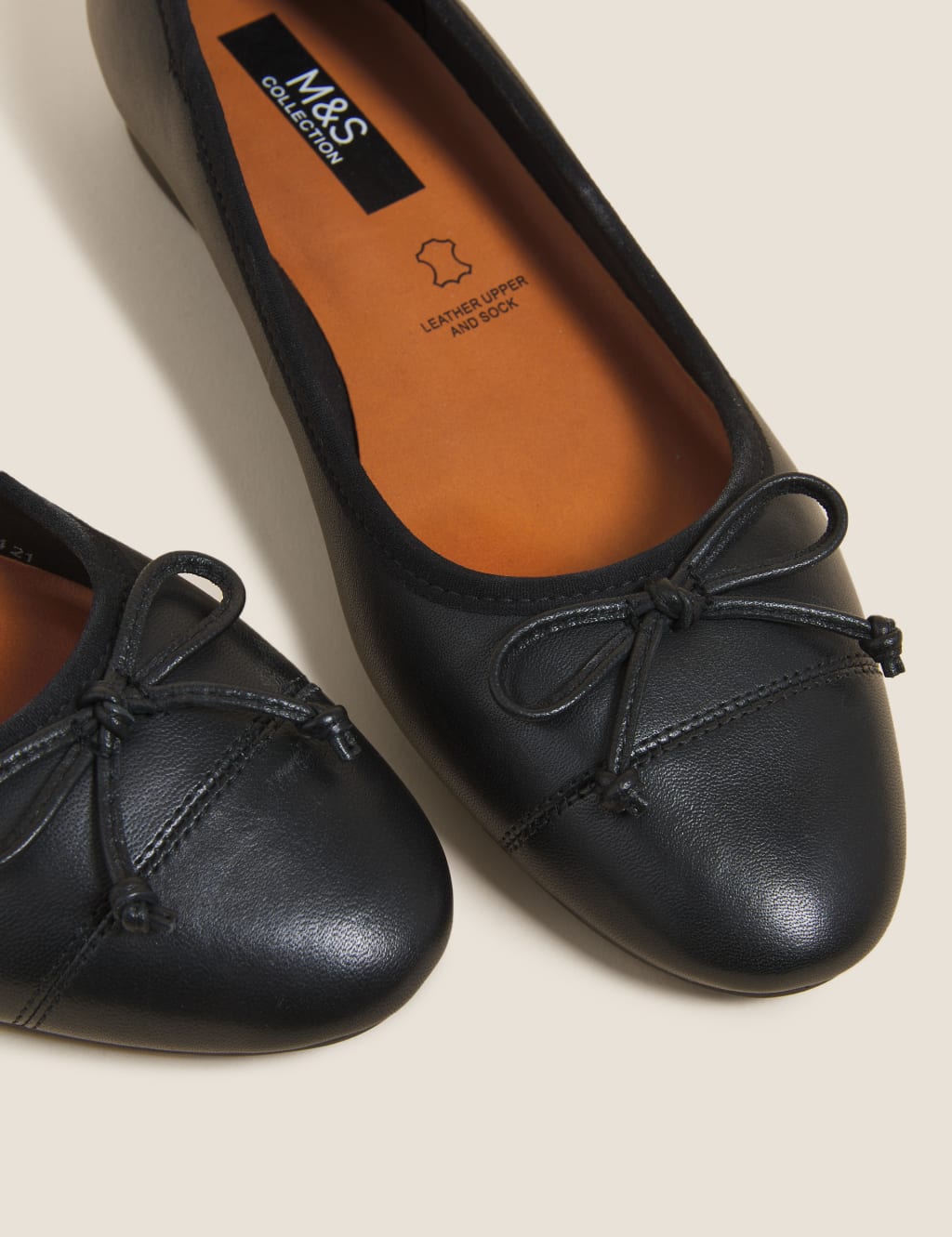 Leather Bow Ballet Pumps M&S Collection M&S