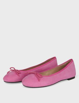 Leather Bow Flat Ballet Pumps | HOBBS | M&S
