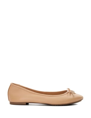 Leather Bow Flat Ballet Pumps | Dune London | M&S