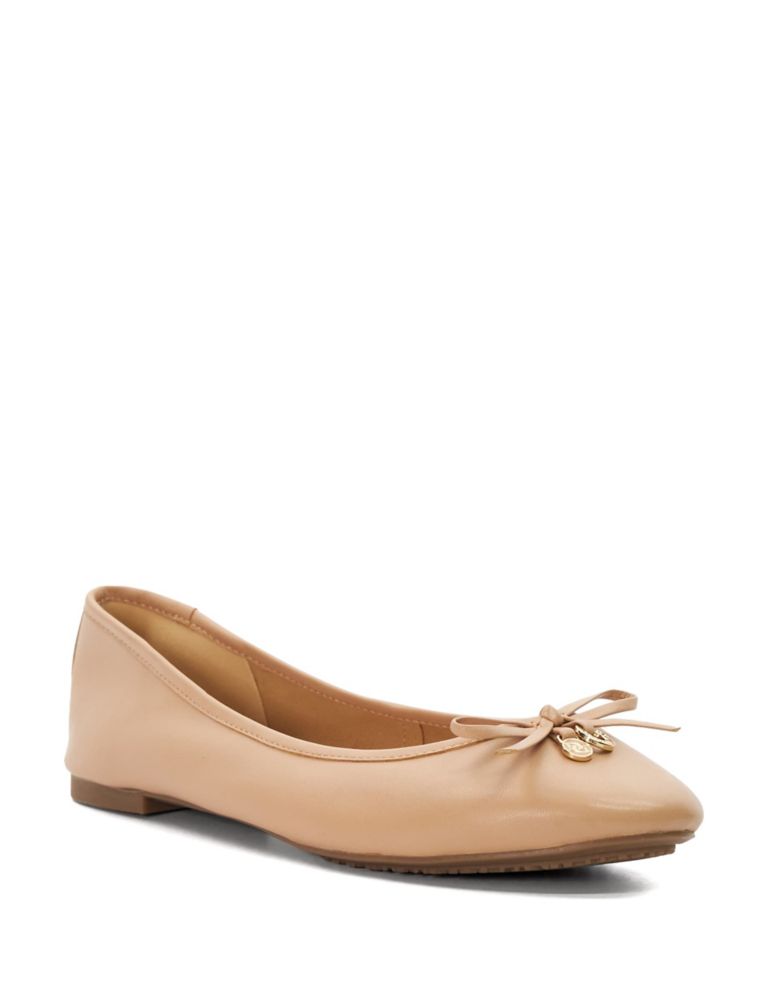 Leather Bow Flat Ballet Pumps 2 of 5