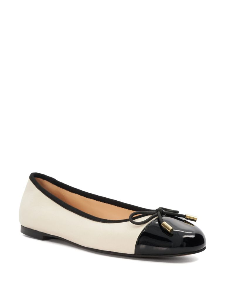 Leather Bow Slip On Flat Ballet Pumps 2 of 5