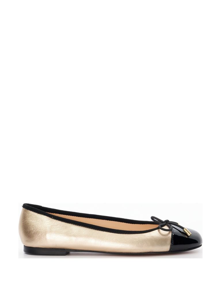 Leather Bow Slip On Flat Ballet Pumps 1 of 5