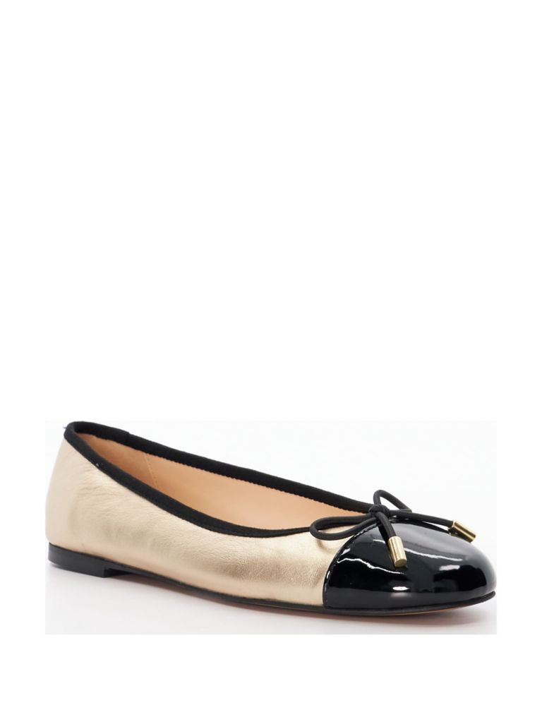 Leather Bow Slip On Flat Ballet Pumps 2 of 5