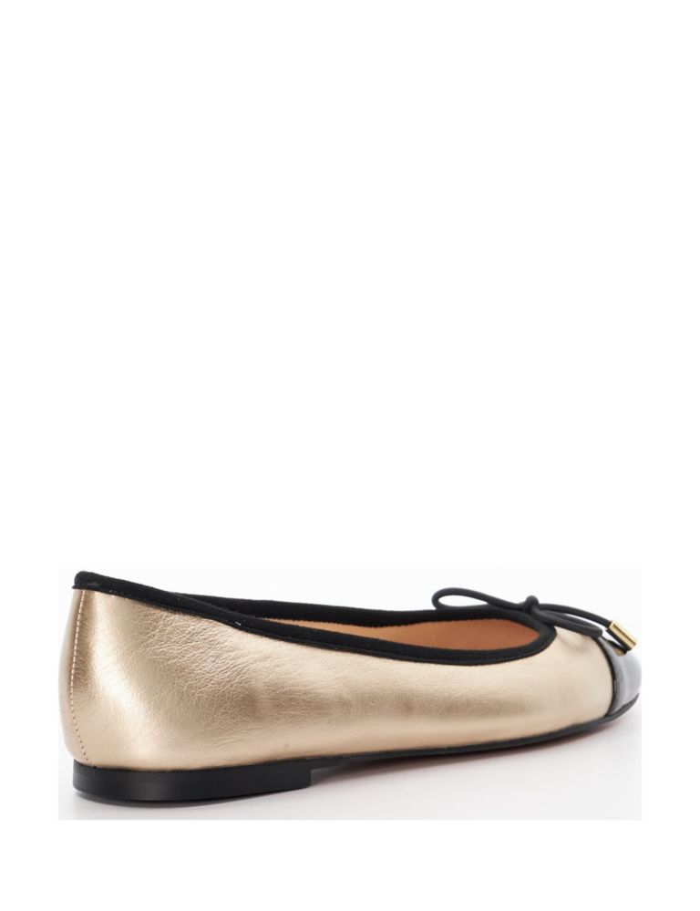 Leather Bow Slip On Flat Ballet Pumps 3 of 5