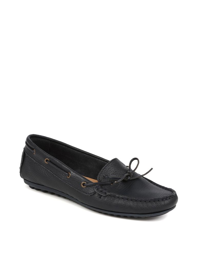 Leather Bow Slip On Flat Boat Shoes 3 of 6