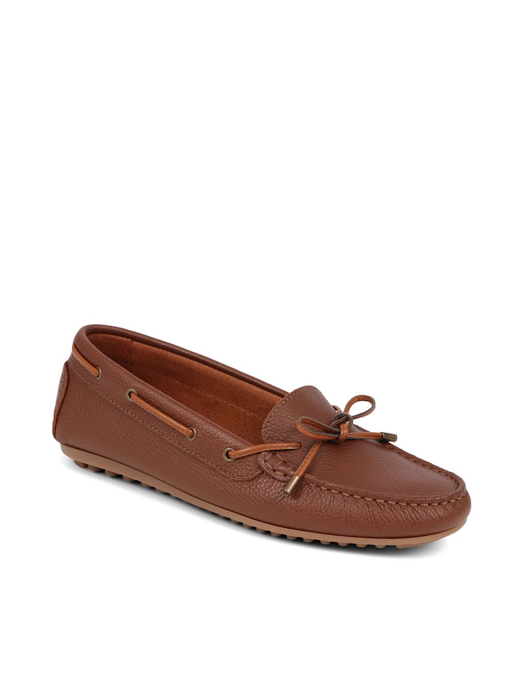 Leather Bow Slip On Flat Boat Shoes 6 of 7