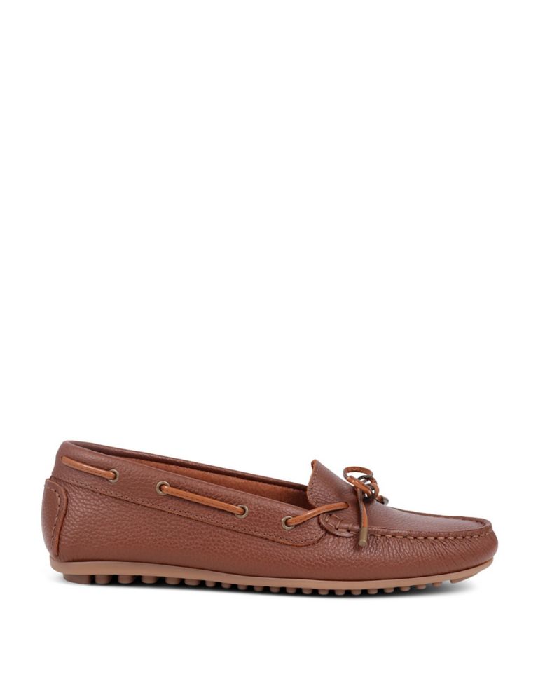 Leather Bow Slip On Flat Boat Shoes 3 of 7