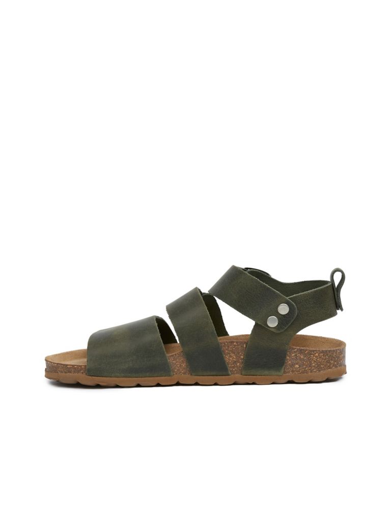 Leather Buckle Ankle Strap Flat Sandals 3 of 7