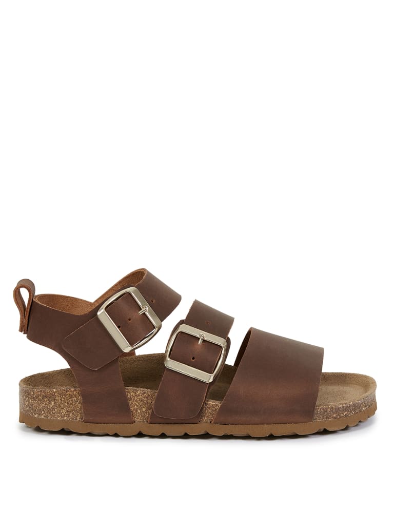 Leather Buckle Ankle Strap Flat Sandals 2 of 6