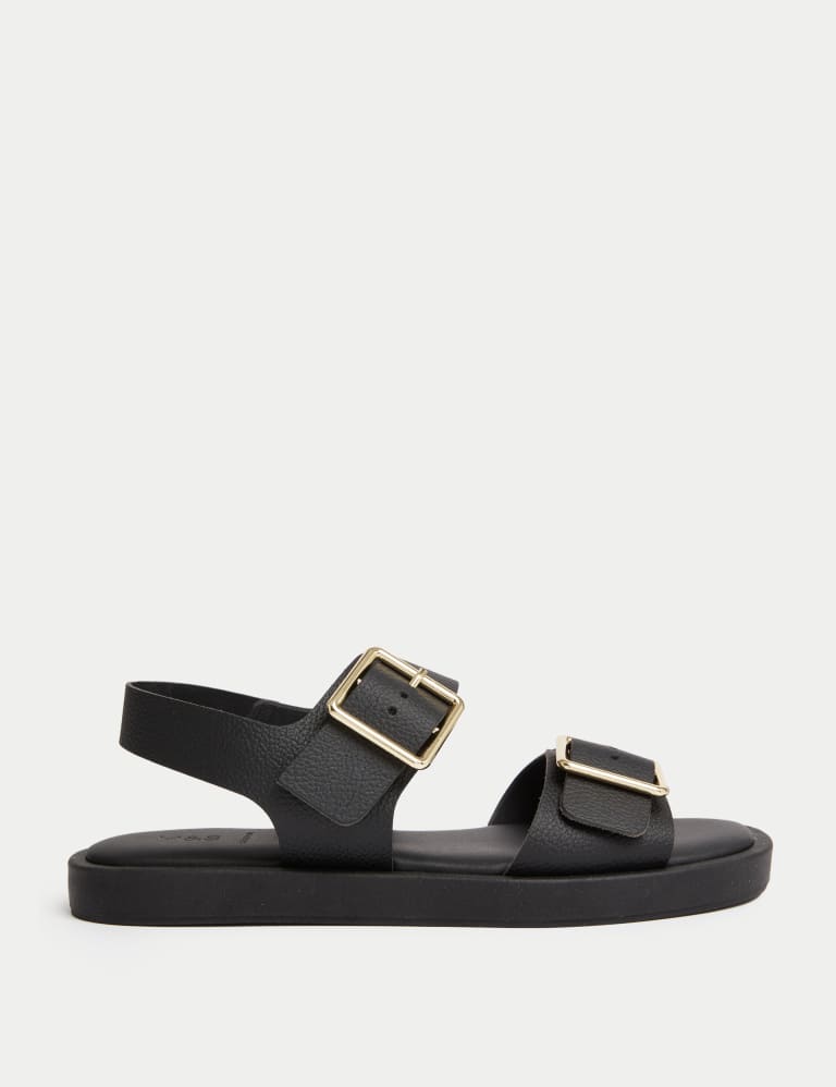 Leather Buckle Ankle Strap Flatform Sandals 1 of 4