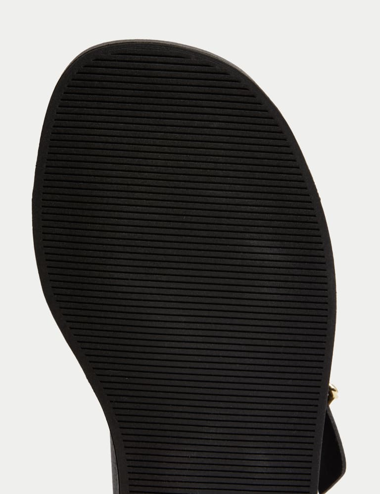 Leather Buckle Ankle Strap Flatform Sandals