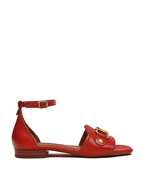Leather Buckle Ankle Strap Sandals Image 2 of 5