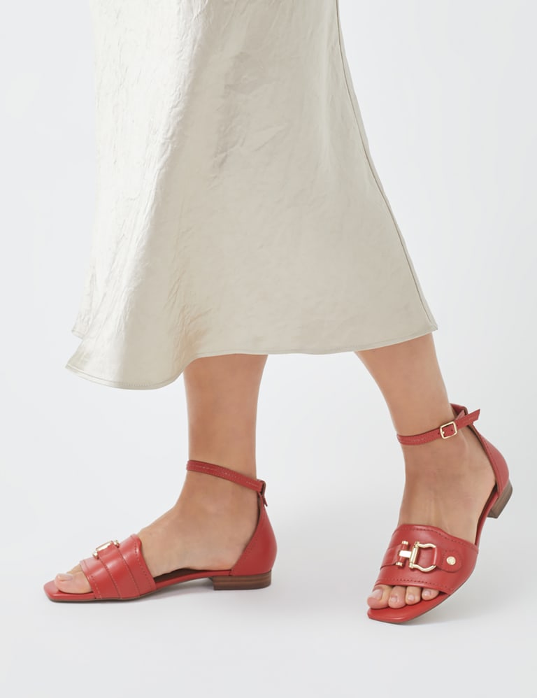 Red flat sandals with ankle strap sales