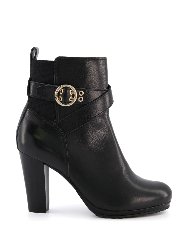 Leather Buckle Block Heel Ankle Boots Dune London M S