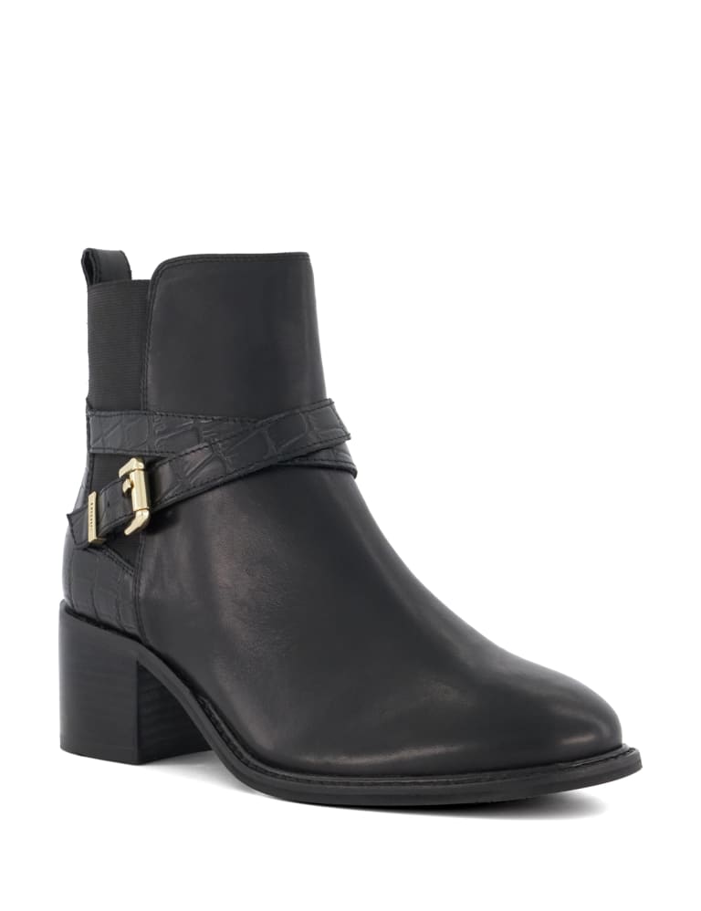 Leather Buckle Block Heel Ankle Boots 2 of 4