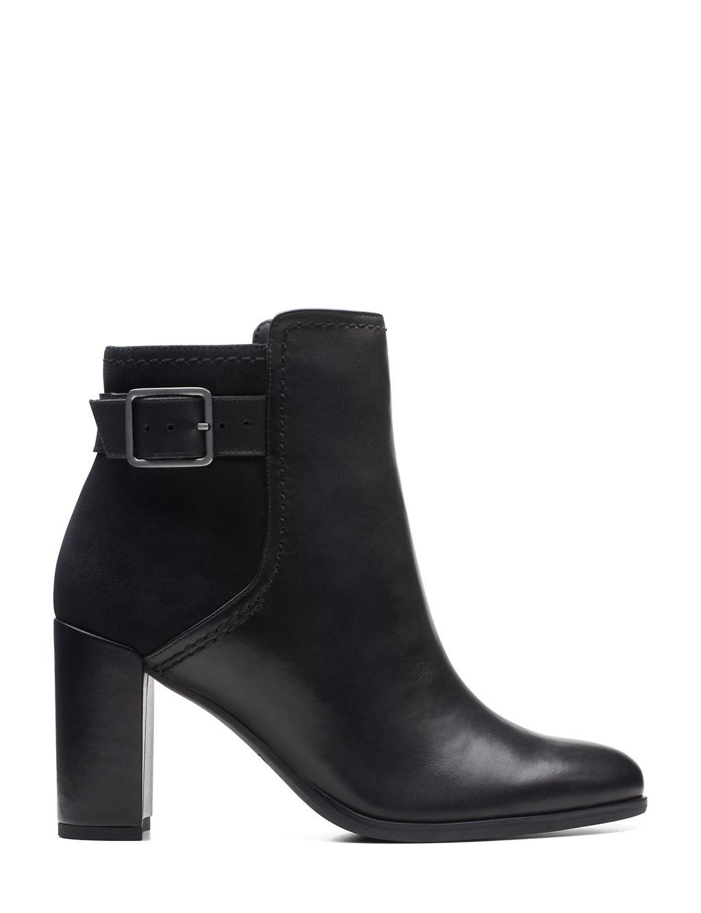 Leather Buckle Block Heel Ankle Boots 3 of 7