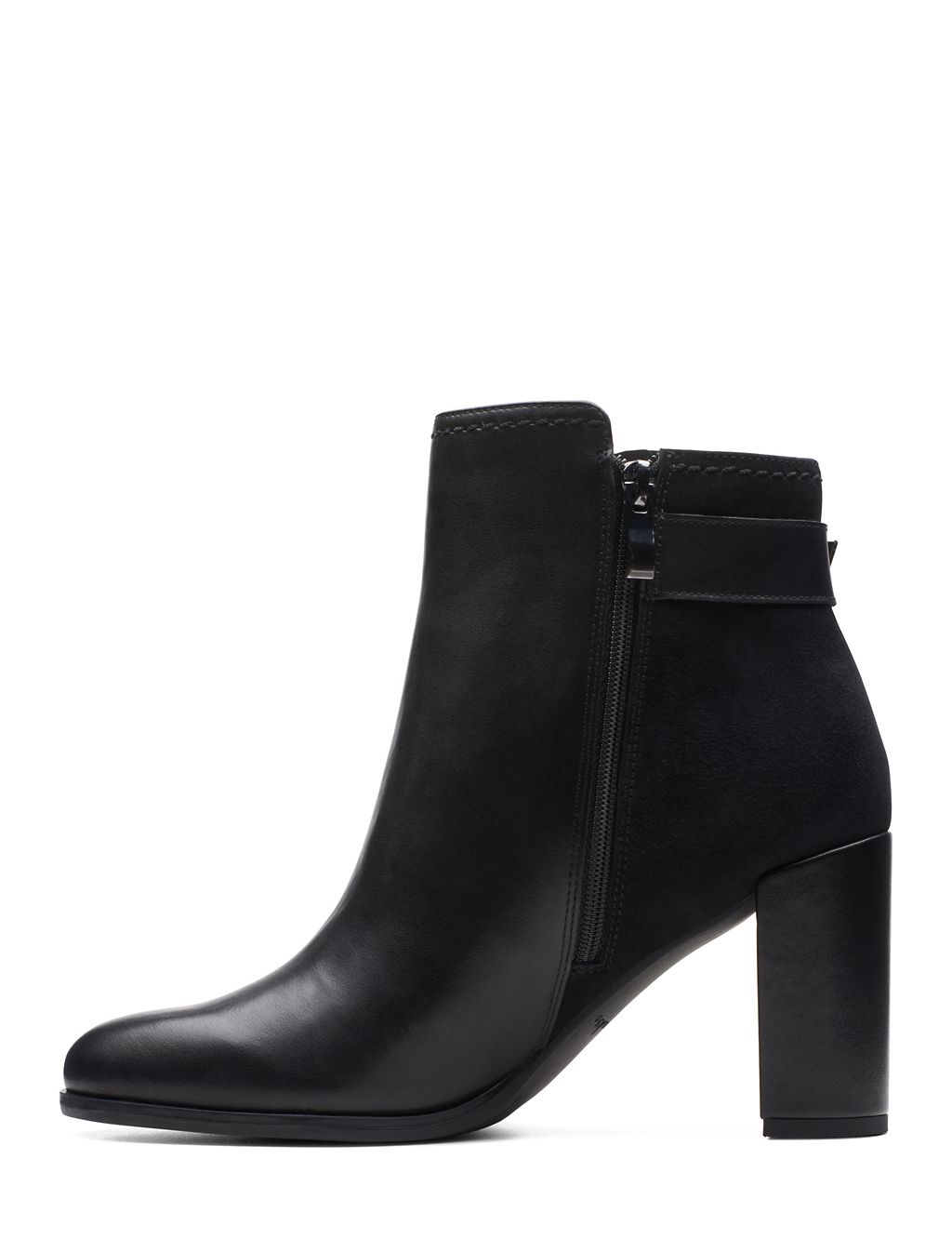 Leather Buckle Block Heel Ankle Boots 4 of 7