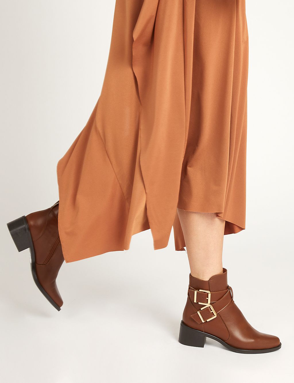 Leather Buckle Block Heel Ankle Boots 2 of 6