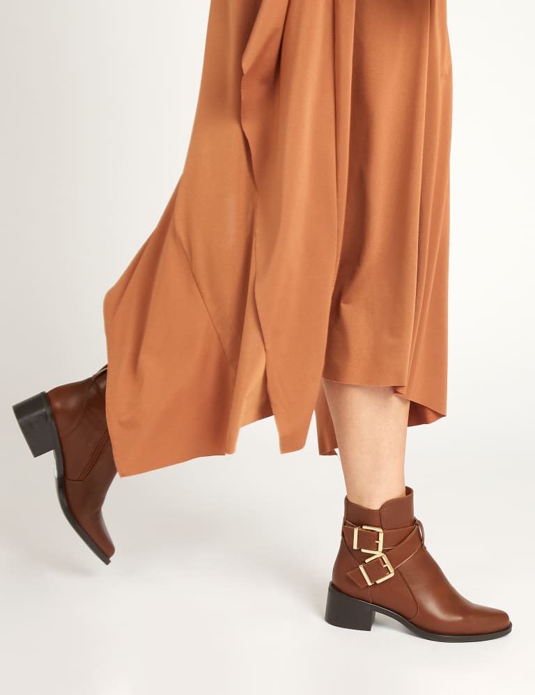Leather Buckle Block Heel Ankle Boots Jones Bootmaker M S