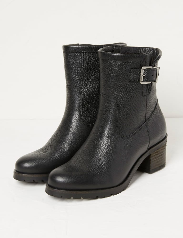 Leather Buckle Block Heel Ankle Boots FatFace M S