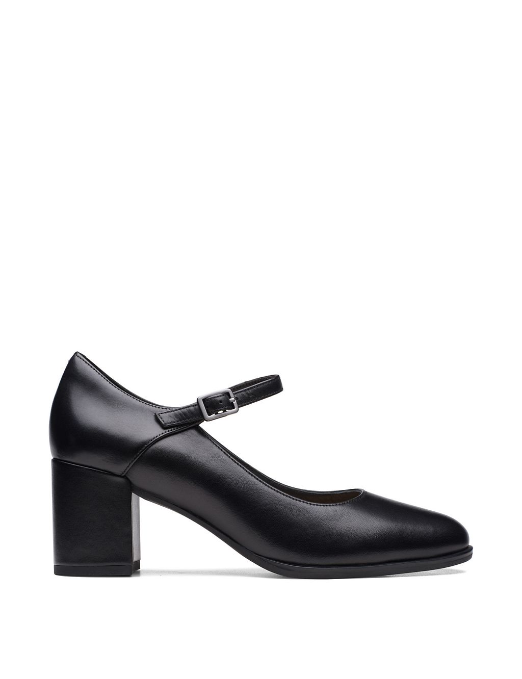 Leather Buckle Block Heel Court Shoes 3 of 7