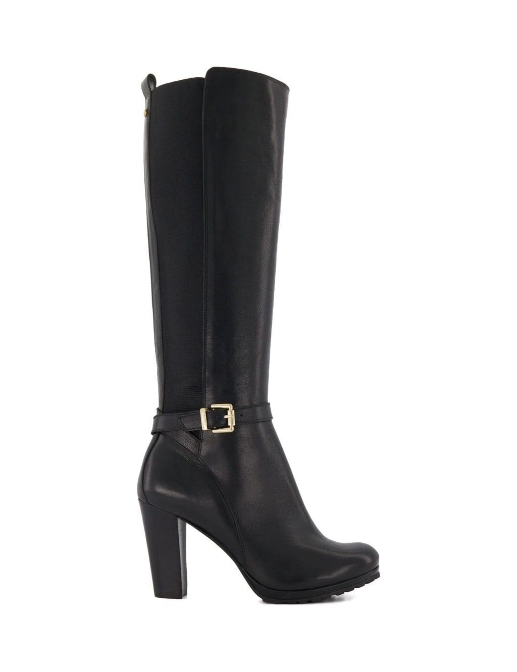 Leather Buckle Block Heel Knee High Boots 3 of 4