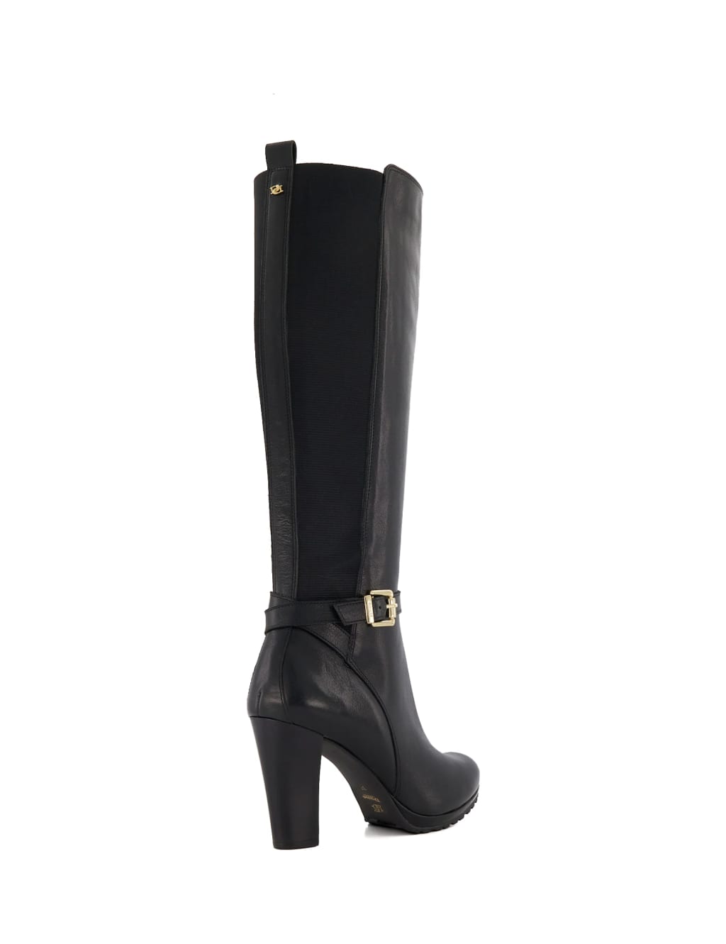 Leather Buckle Block Heel Knee High Boots 2 of 4