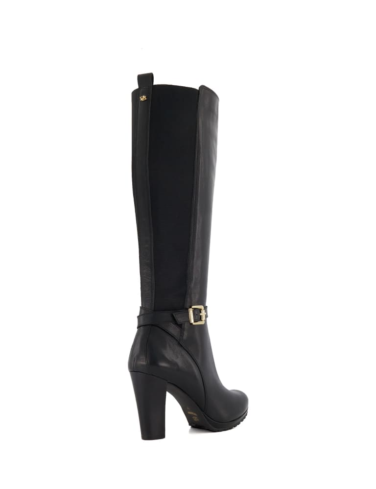 Leather Buckle Block Heel Knee High Boots 3 of 4