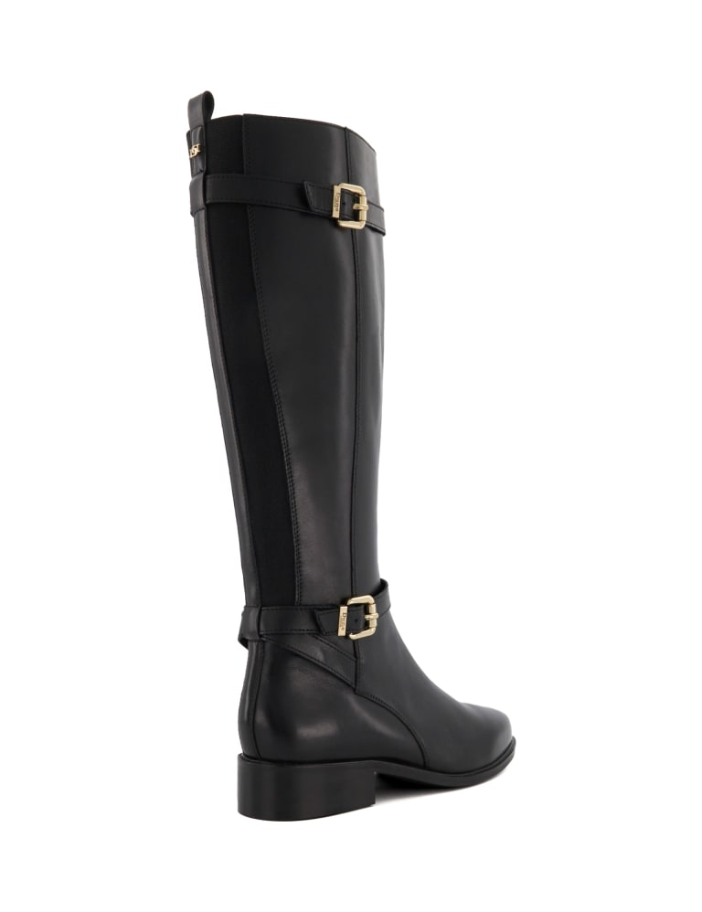 Leather Buckle Block Heel Knee High Boots 3 of 4