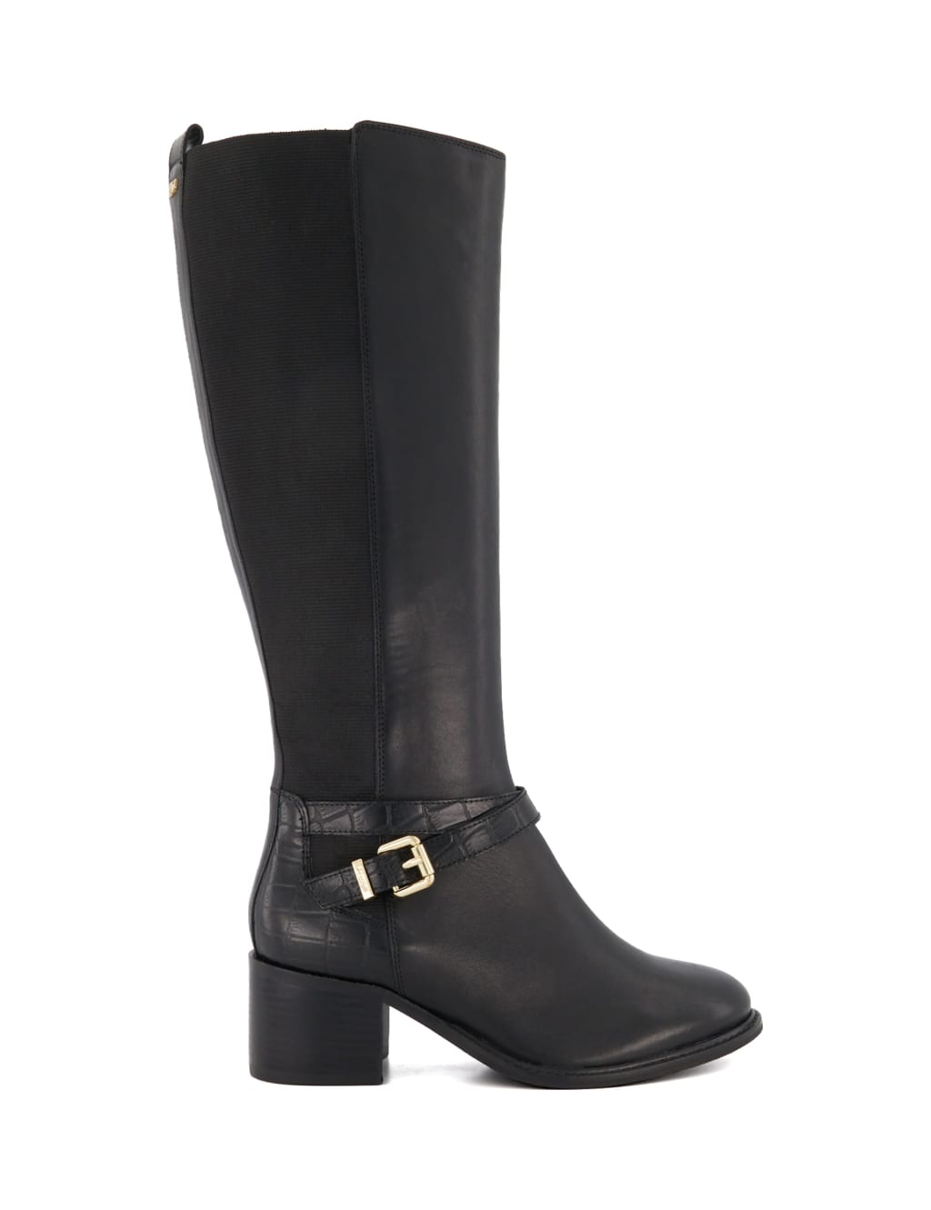 Leather Buckle Block Heel Knee High Boots 3 of 4