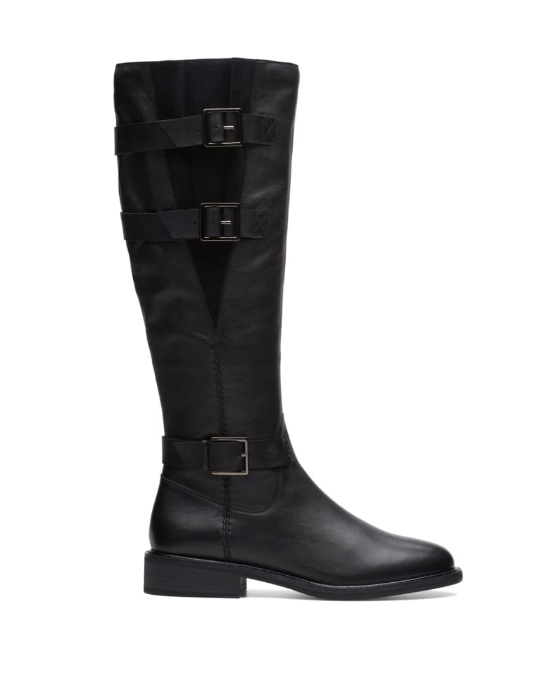 Clarks leather knee cheap high boots