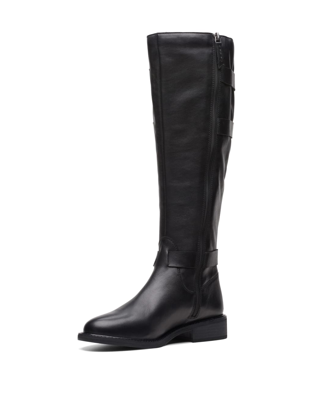 Clarks black leather hot sale knee high boots