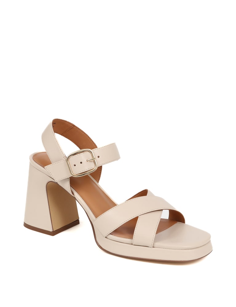 Leather Buckle Block Heel Sandals 5 of 8